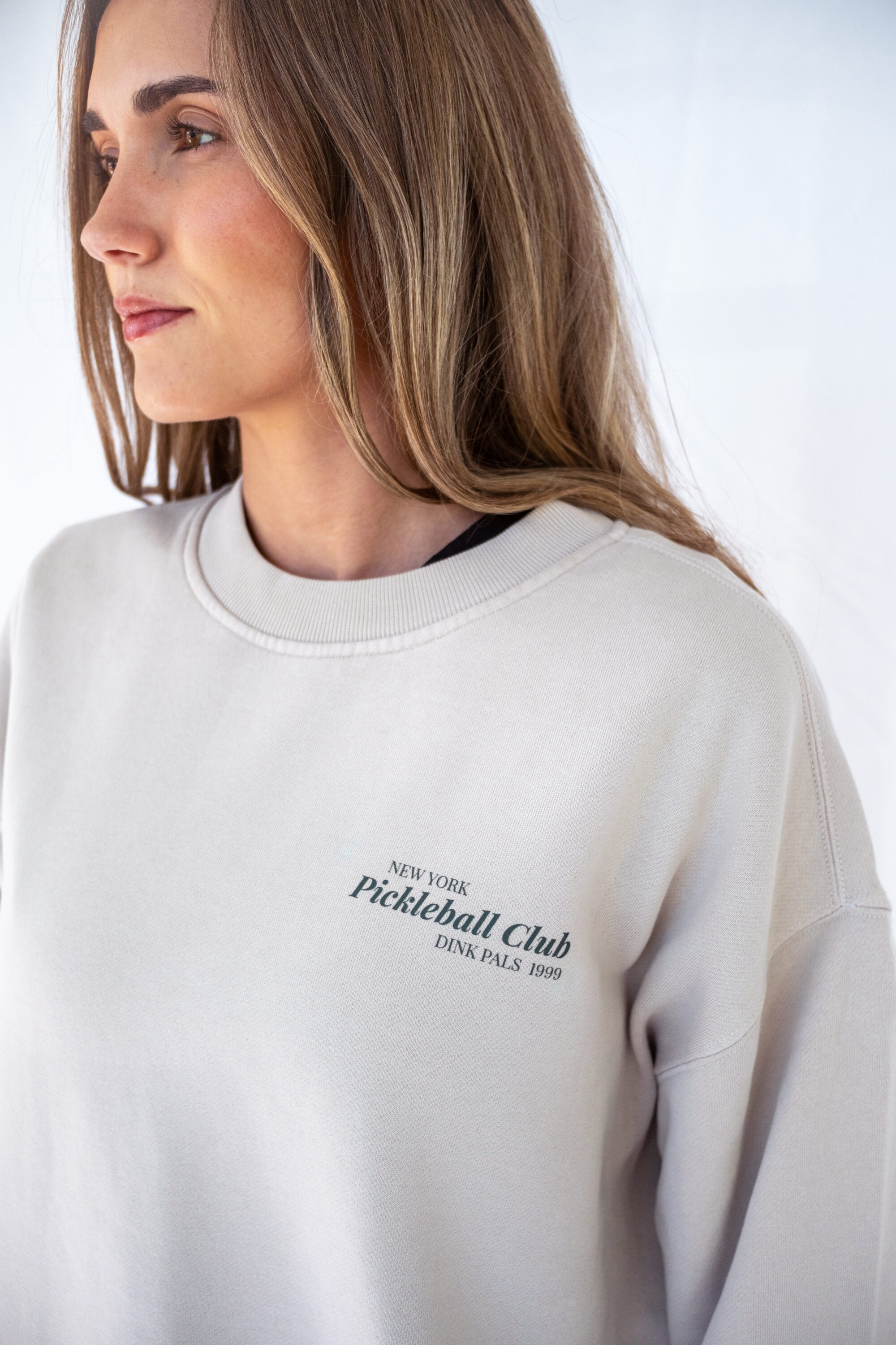 pelleq ペレックROUND NECK SWEAT SHIRTS Trendy Parke Holiday Varsity Turtleneck Sweatshirt in Blue
